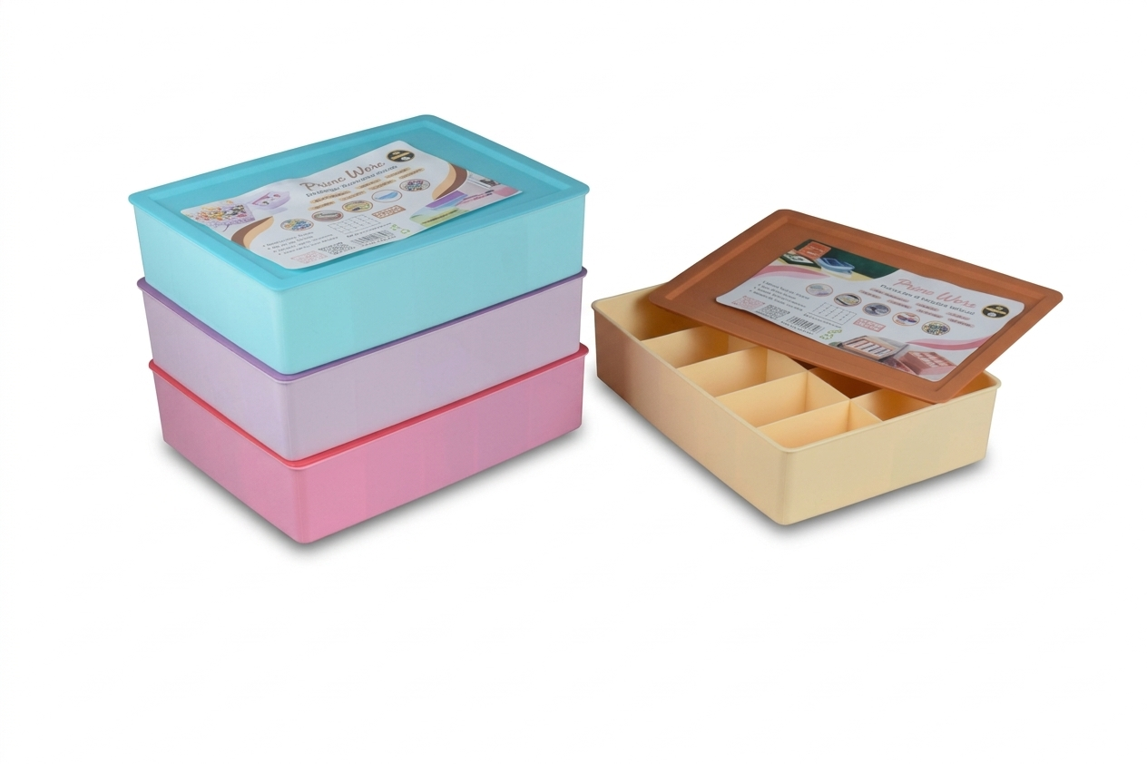 Set of Organizers with Lid | Compartments Storage Box (Pack of 3)