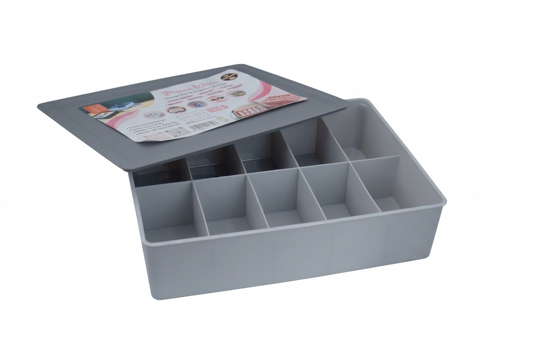 Organizer with Lid | 10 Compartment Storage Box