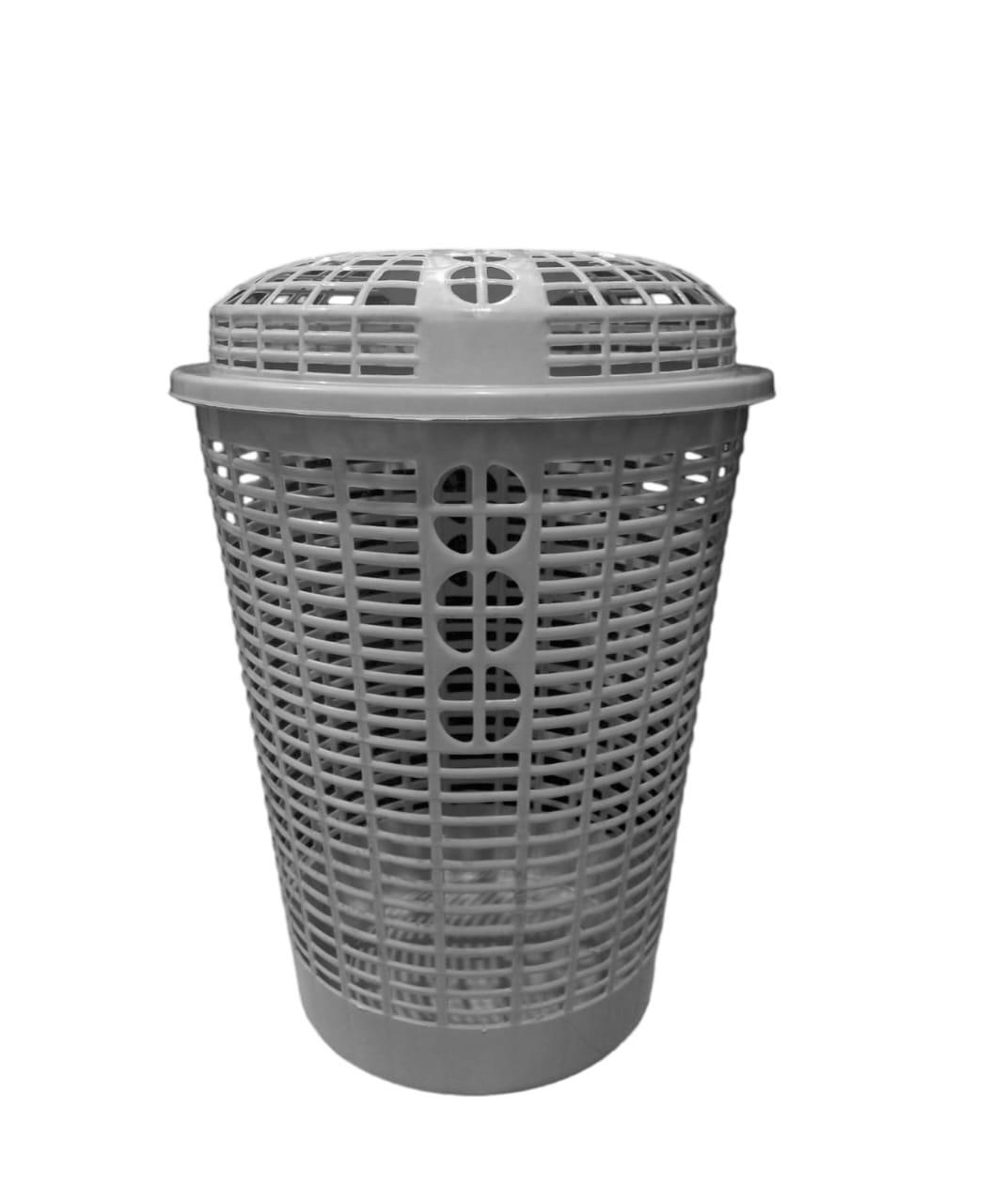 Laundry Basket Silver with Lid