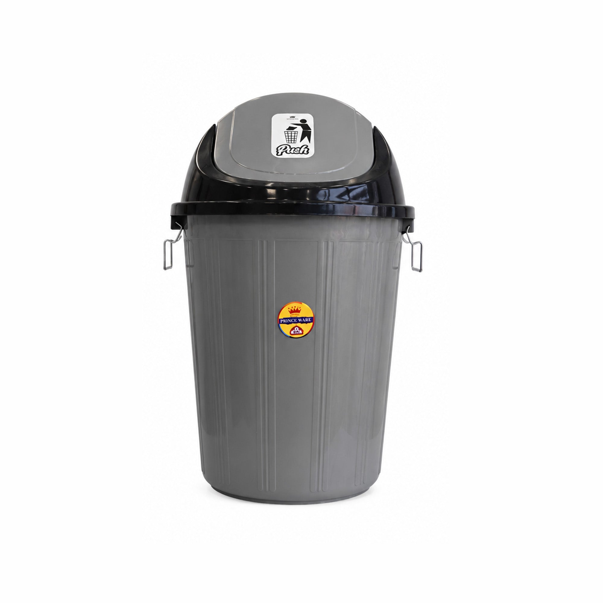 Dustbin Commercial with Push Lid - Silver - 50 Liters