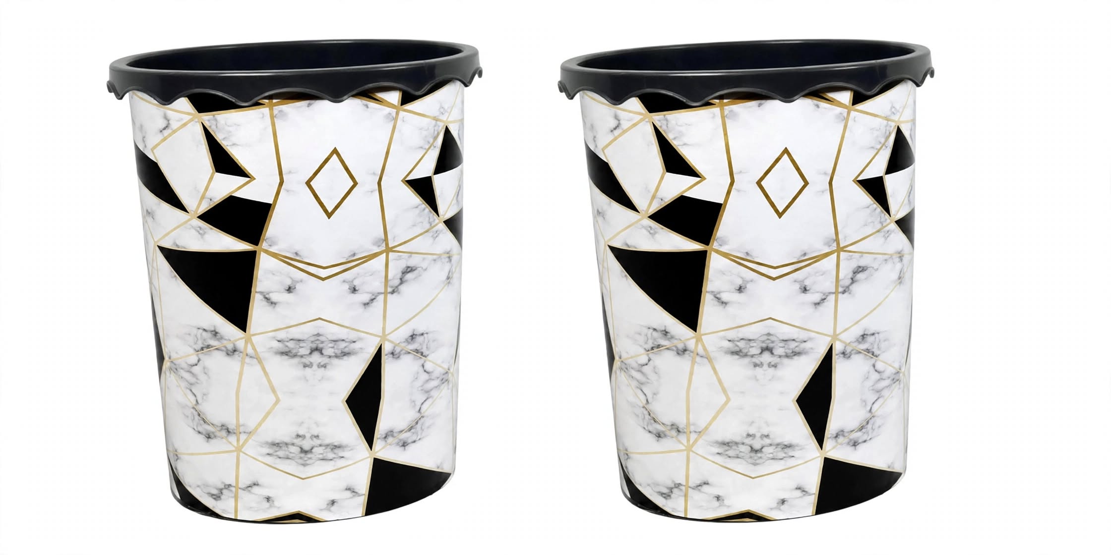 Dustbin Marble Large - 12 Liters - (Pack of 2)