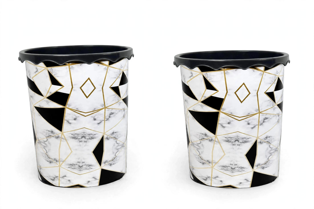 Dustbin Marble Medium - 8 Liters - (Pack of 2)