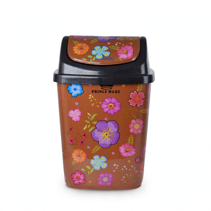 Dustbin Floral with Swing Lid - 13 Liters (Pack of 2)