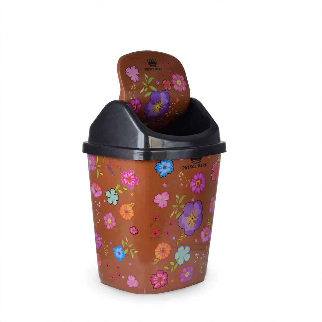 Dustbin Floral with Swing Lid - 13 Liters (Pack of 2)