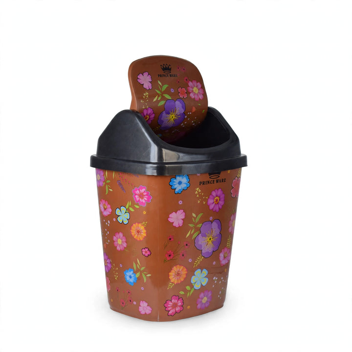 Dustbin Floral with Swing Lid - 13 Liters (Pack of 2)