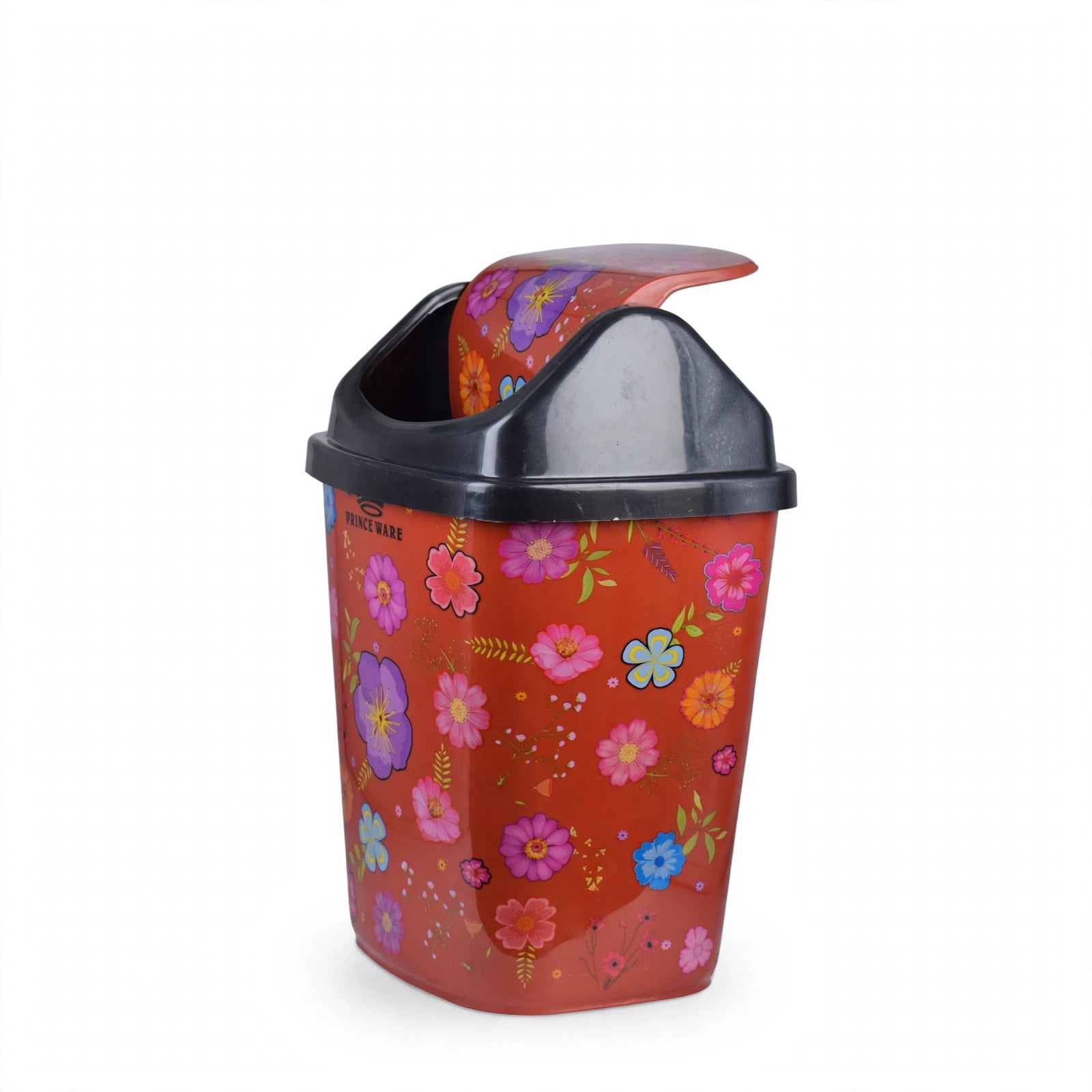 Dustbin Floral with Swing Lid - 13 Liters (Pack of 2)