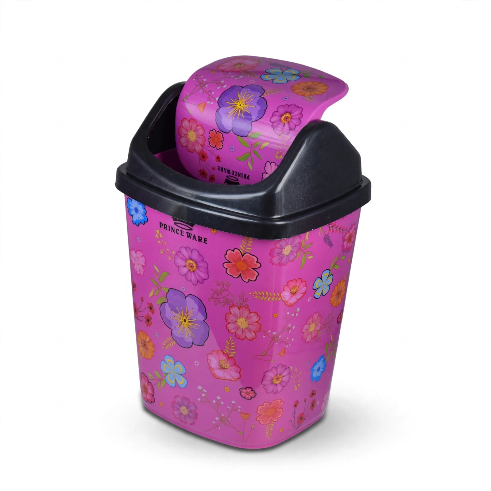 Dustbin Floral with Swing Lid - 13 Liters (Pack of 2)