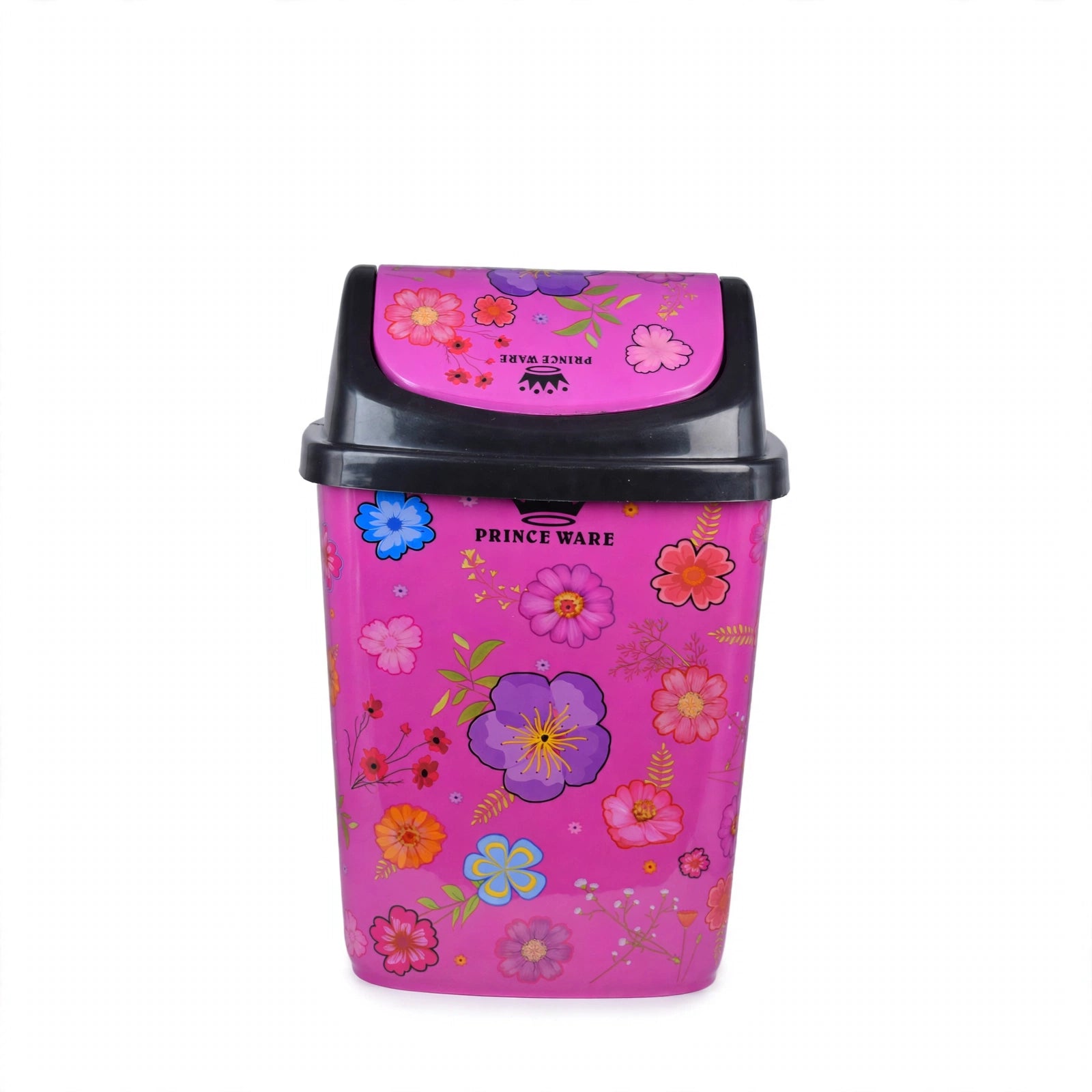 Dustbin Floral with Swing Lid - 13 Liters (Pack of 2)